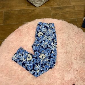 Old Navy Pixie High Waisted Blue Flower Ankle Pants